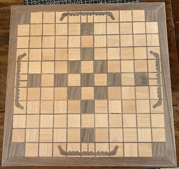 Hnefatafl board beech with longships